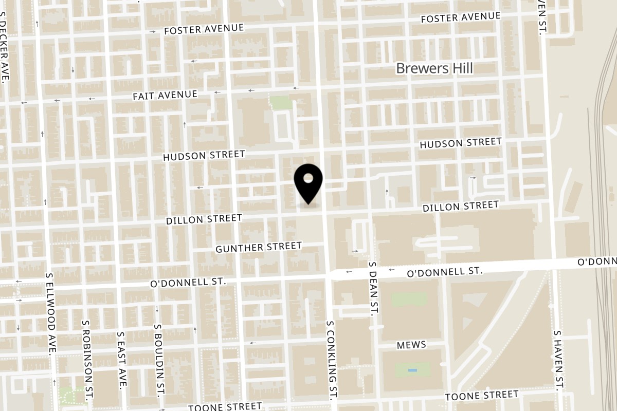 Map showing the location of Union Hill Kitchen & Craft Bar on 938 S Conkling St in Baltimore